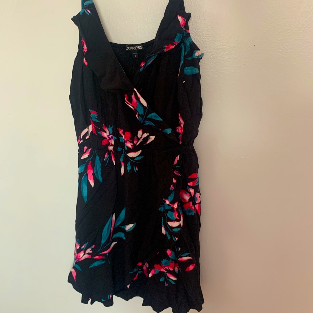 Express black & pink floral dress size medium